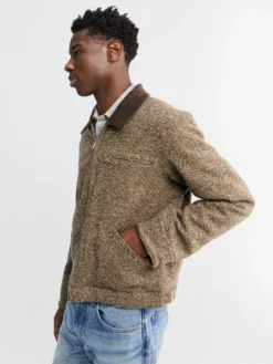 Homespun Tweed Zip Blouson i Brun