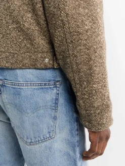 Homespun Tweed Zip Blouson i Brun