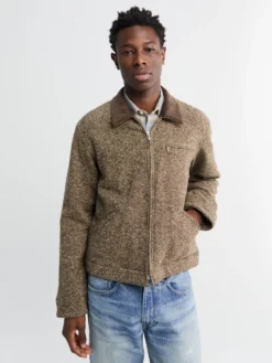 Homespun Tweed Zip Blouson i Brun