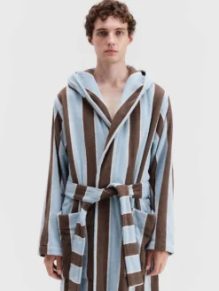 Hooded Badekåbe i Cocoa Stripes