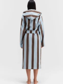Hooded Badekåbe i Cocoa Stripes