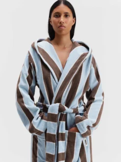 Hooded Badekåbe i Cocoa Stripes