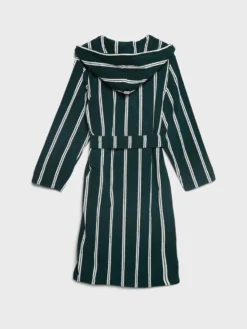 Hooded Badekåbe i Forest Green Stripes