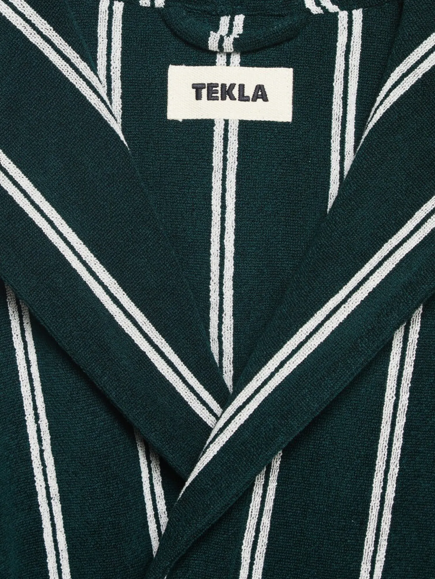 Hooded Badekåbe i Forest Green Stripes