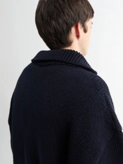 Ivan Chunky Cotton Rib Strikket Fiskertrøje i Midnatsblå