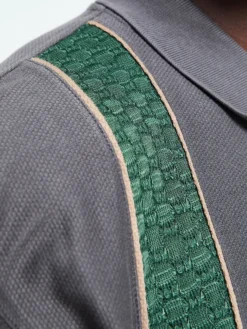 Lace Langærmet Zip Polo i Charcoal