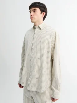 La Chemise Simon Shirt i Jacquard Lamb Stripes Log