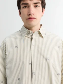 La Chemise Simon Shirt i Jacquard Lamb Stripes Log