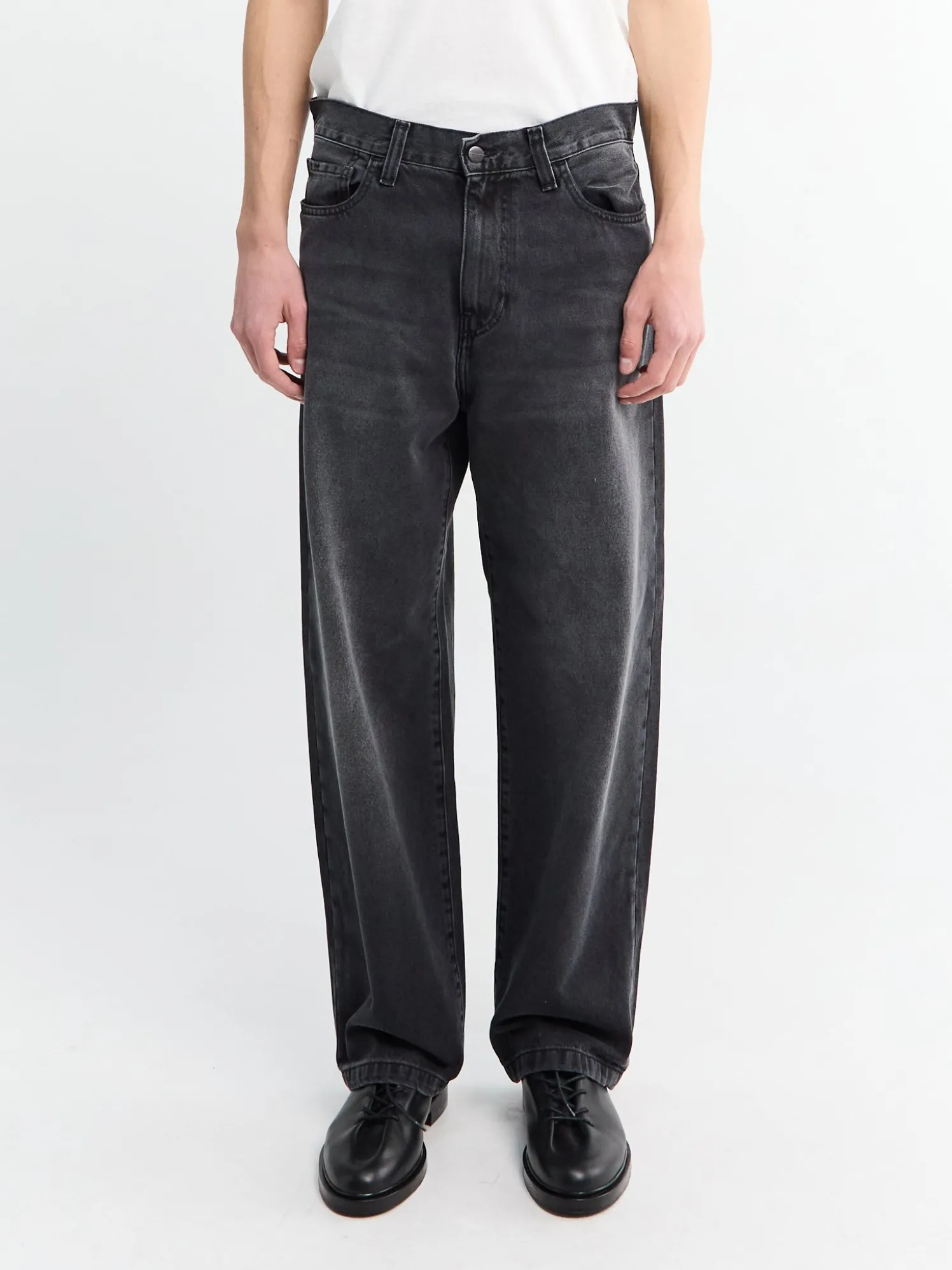 Landon Pant i Sort Slidt Bleget