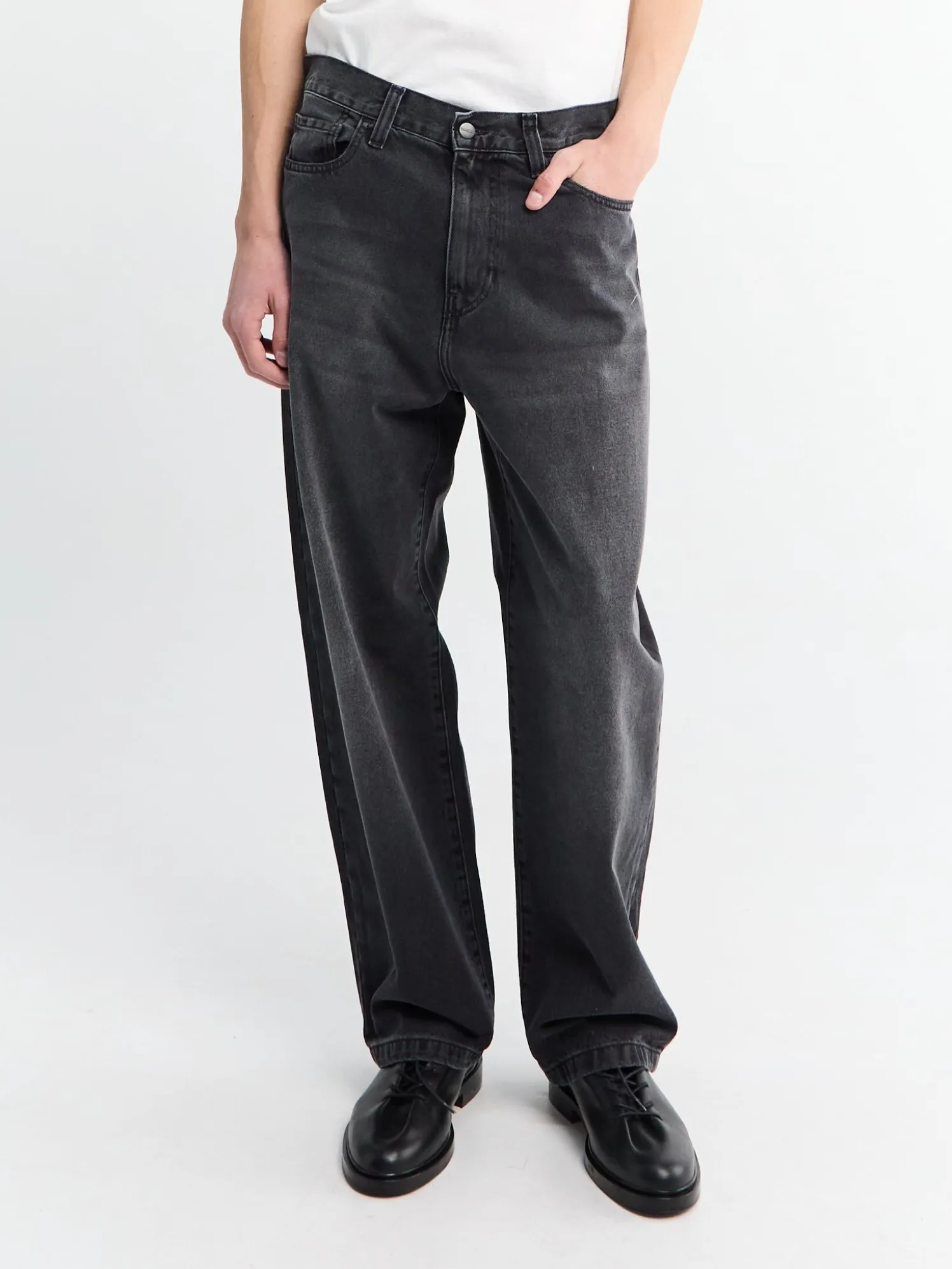 Landon Pant i Sort Slidt Bleget