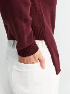 Langærmet Jumper med Splitkrave i Cherry