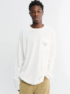 Langærmet Logo T-Shirt i Optic Hvid
