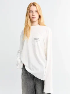 Langærmet Logo T-Shirt i Optic Hvid