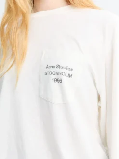 Langærmet Logo T-Shirt i Optic Hvid