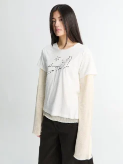 Layered Mesh T shirt i Off-White