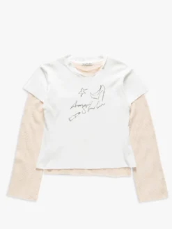 Layered Mesh T shirt i Off-White