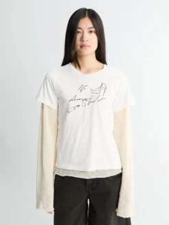 Layered Mesh T shirt i Off-White
