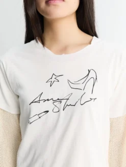 Layered Mesh T shirt i Off-White