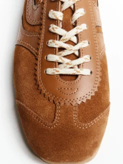 Læderbeklædte Ruskindssneakers i Brun