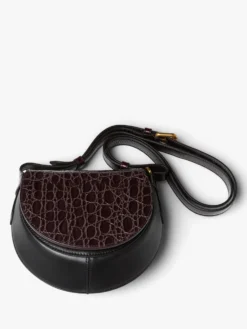 Læder Crossbody Taske i Taupe
