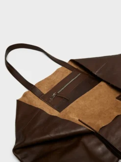 Læder Tote Bag i Brun