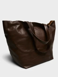 Læder Tote Bag i Brun