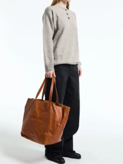 Læder Tote Bag i Cognac