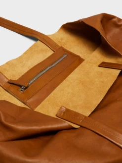 Læder Tote Bag i Cognac