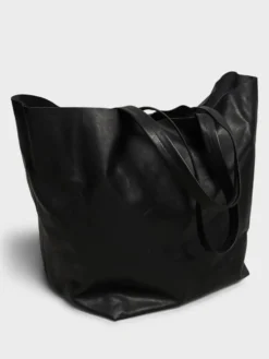 Læder Tote Bag i Sort