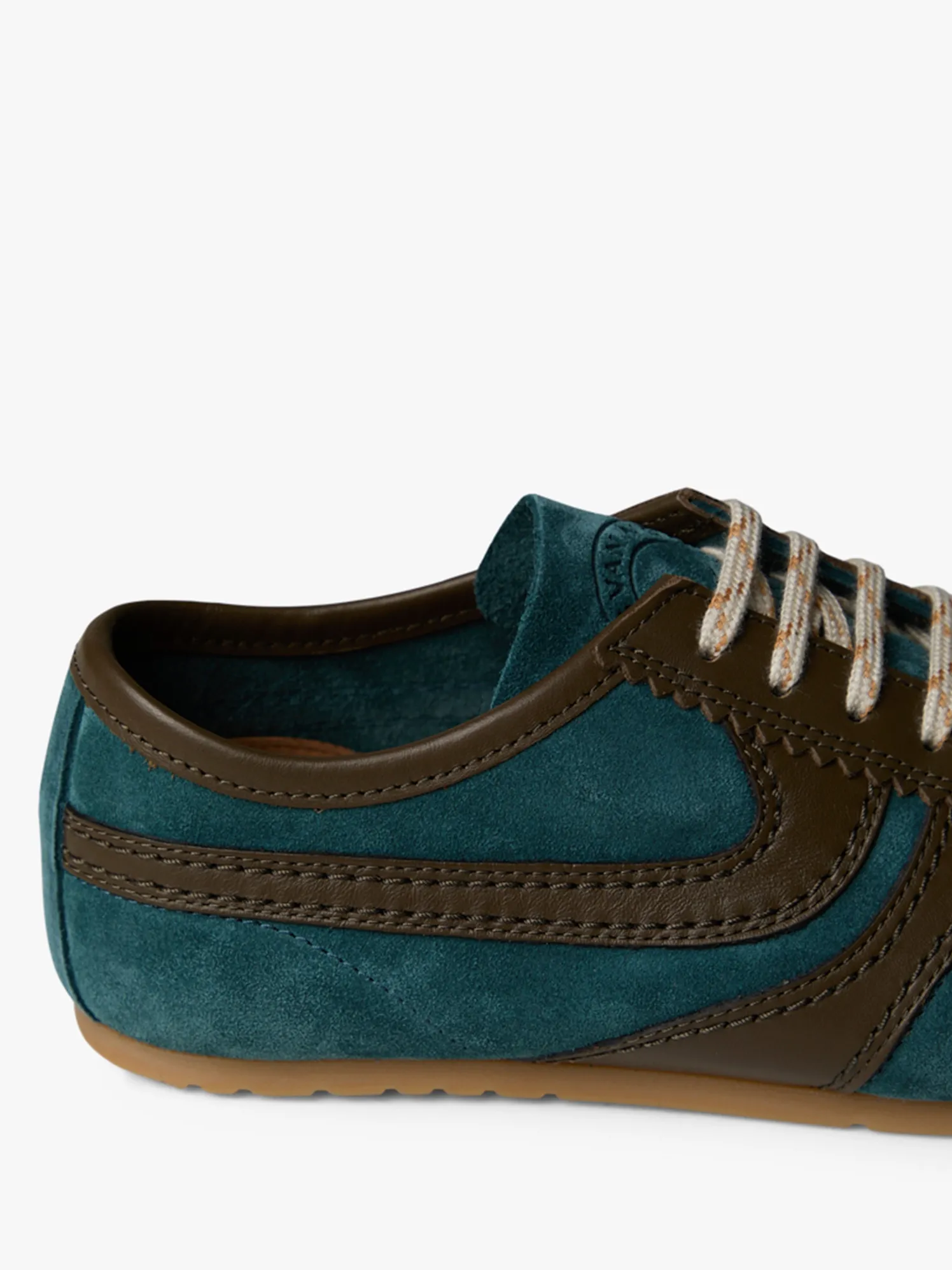 Leather-Trimmed ruskind Sneakers i Turkis
