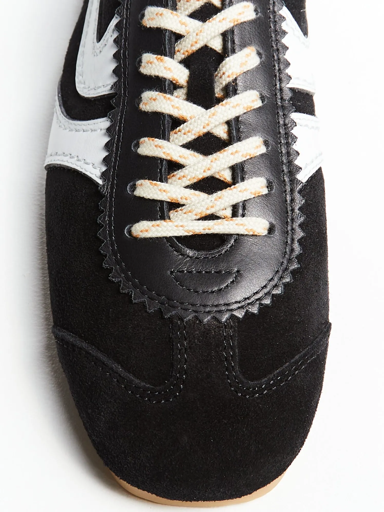 Leather-Trimmed Ruskinds Sneakers i Sort og Hvid