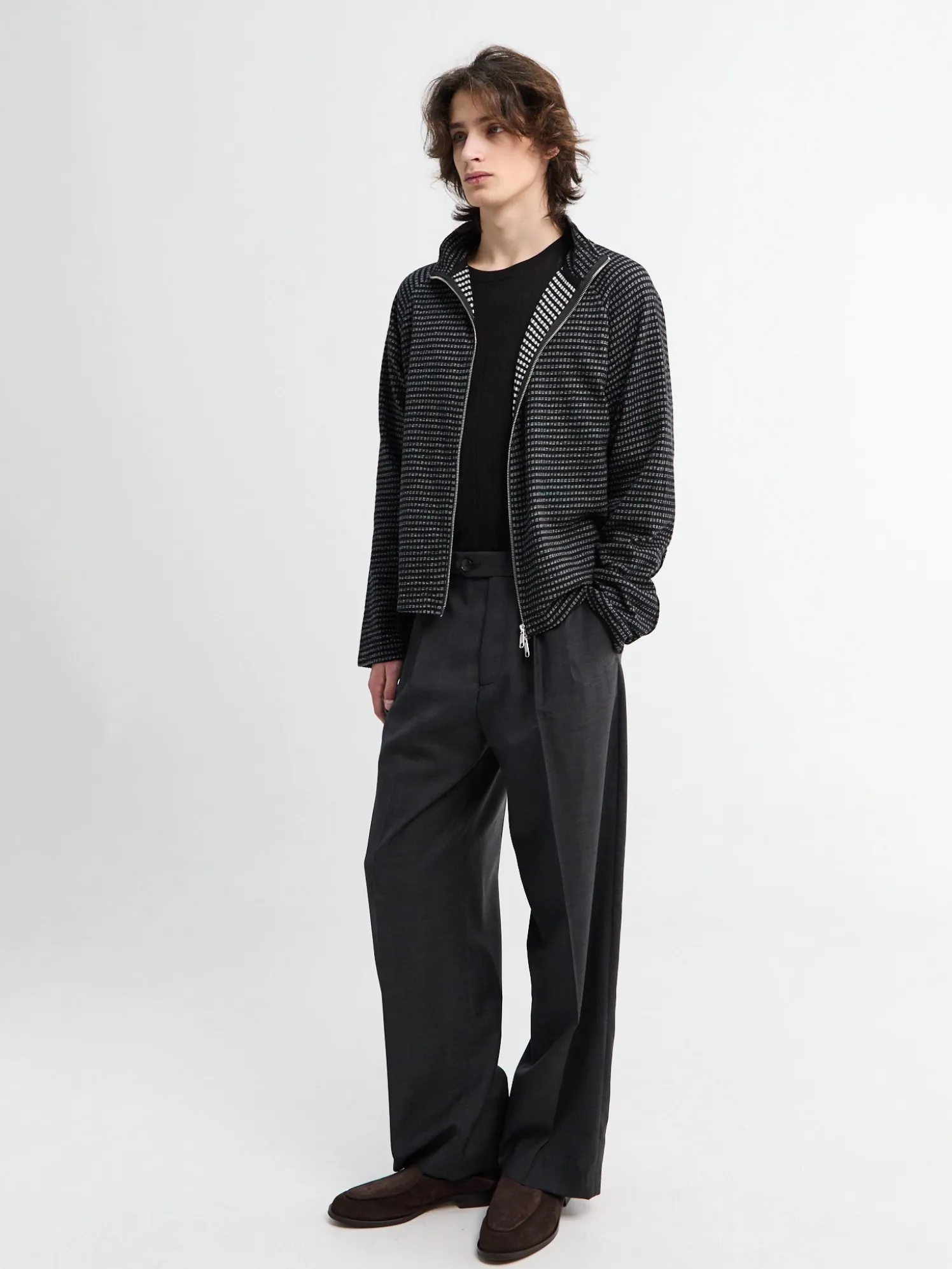 Leisure Zip Up i Sort Experienced Check