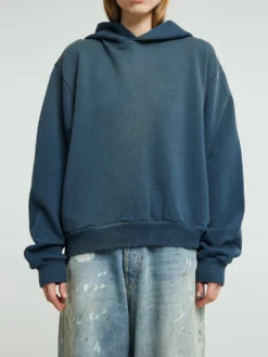 Logo Hooded Sweater i Deep Blue