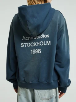 Logo Hooded Sweater i Deep Blue