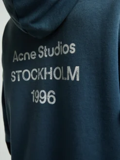 Logo Hooded Sweater i Deep Blue