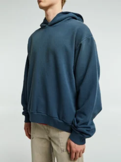 Logo Hooded Sweater i Deep Blue