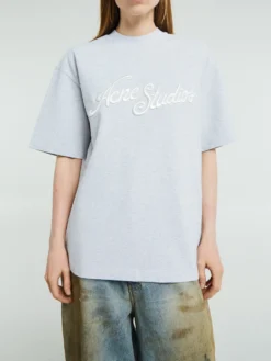 Logo T-shirt i Pale Grey Melange