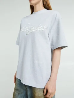 Logo T-shirt i Pale Grey Melange