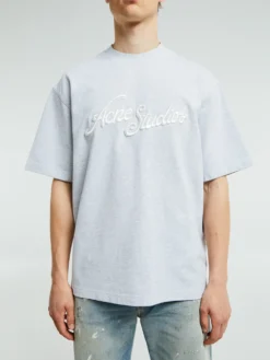 Logo T-shirt i Pale Grey Melange