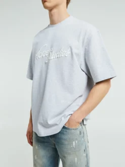 Logo T-shirt i Pale Grey Melange