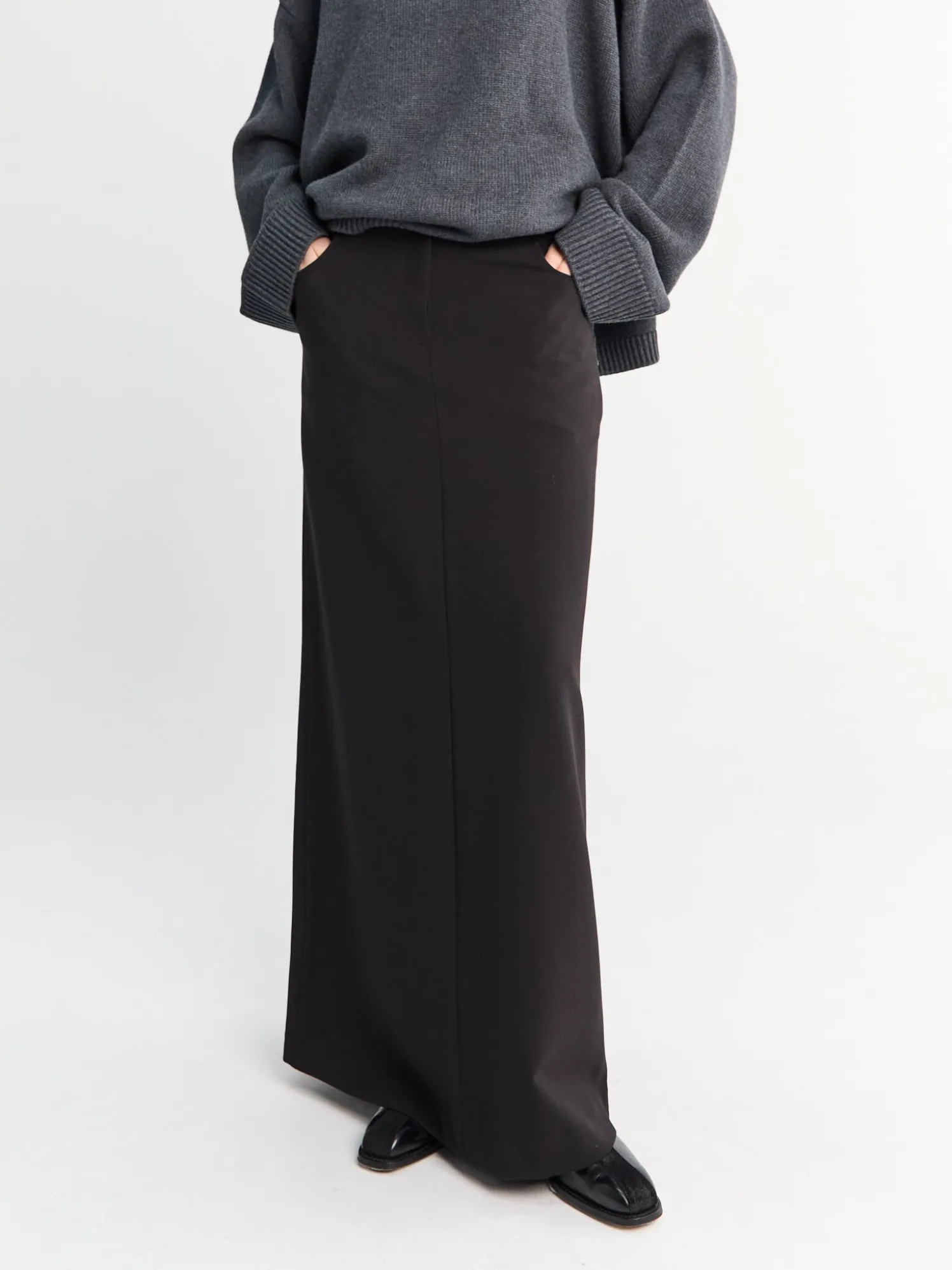 Malvo Lang Pencilskirt i Sort