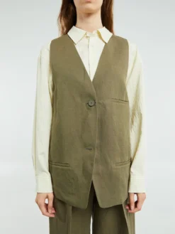 Melrose Hør Vest i Khaki