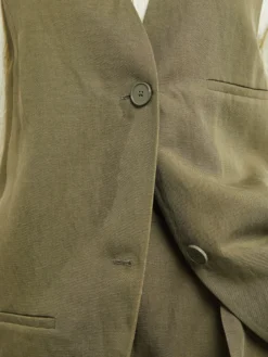 Melrose Hør Vest i Khaki