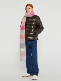 Mohair Checked Tørklæde i Fuchsia, Lilla og Lyserød