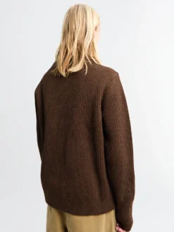 Navy Crewneck i Natural Brown