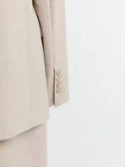 Newark dobbeltradet blazer i beige melange