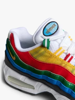 Nike Air Max 95 Big Bubble PRM i Hvid, Metallisk Guld, Rød og Blå