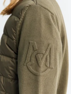 Padded Zip-Up Cotton Cardigan i Olive Green