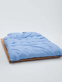 Percale Duvet Cover in Island Blue Stripes