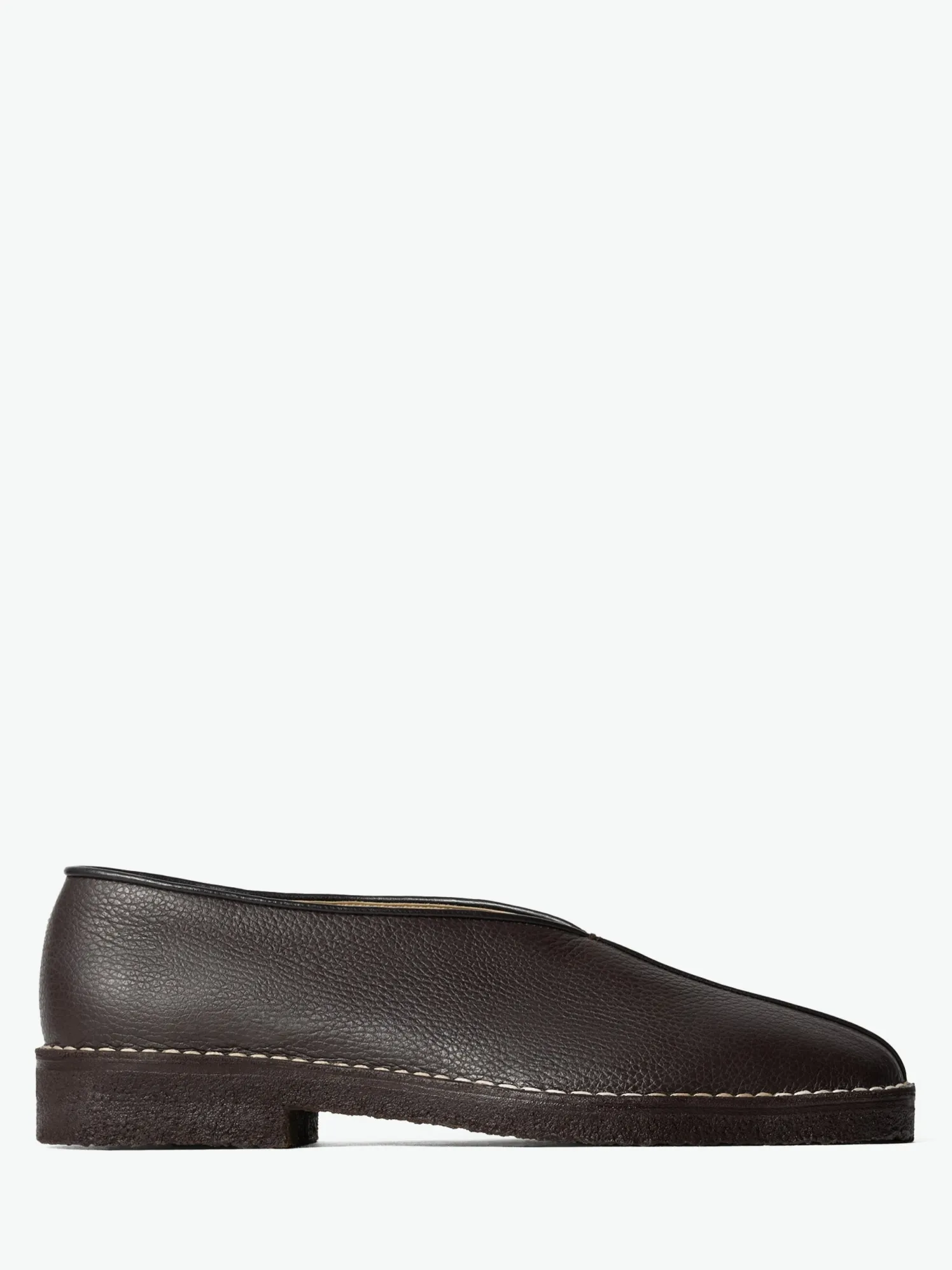Piped Crepe Slippers i Mørkebrun